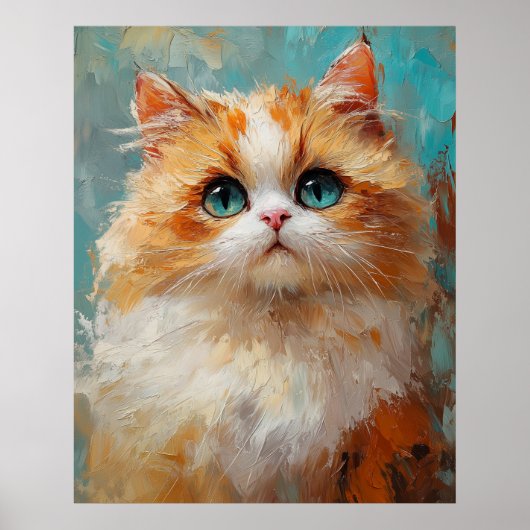 ベルベットのような毛並みのペルシャン+子猫の絵画 ポスター (正面)