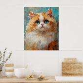 ベルベットのような毛並みのペルシャン+子猫の絵画 ポスター (キッチン)