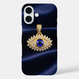 ベルベットのラグジュアリーデザイナー風イーブルアイ(邪眼)ペンダント iPhone 16ケース