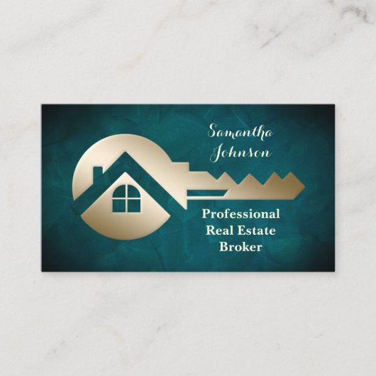 ベルベットアクア金ゴールド実在鍵エステート名刺 名刺 (正面)