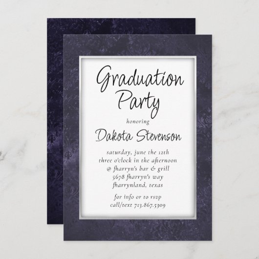 ベルベットグラード |アメジスト紫の水彩パーティー 招待状 (正面/裏面)