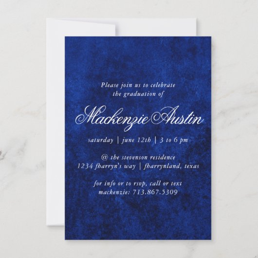 ベルベットグラード |サファイアブルー宝石トーン写真 招待状 (裏面)