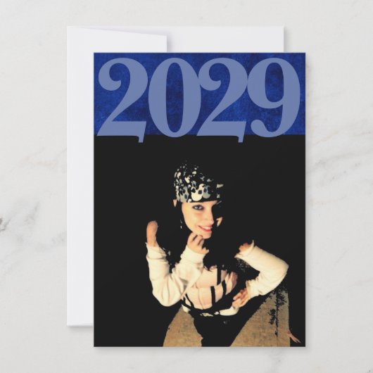 ベルベットグラード |サファイアブルー宝石トーン写真 招待状 (正面)