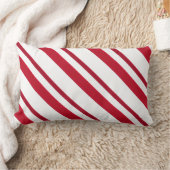 ベルベットストライプリボン深い赤と白 ランバークッション (ブランケット)