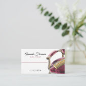 ベルベットダークレッドチェア金ゴールドコーム美容師 名刺 (スタンド正面)