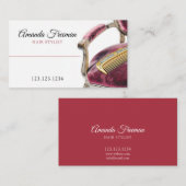 ベルベットダークレッドチェア金ゴールドコーム美容師 名刺 (正面/裏面)