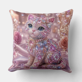 ベルベットナイトキャット美術プリント クッション