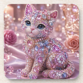 ベルベットナイトキャット美術プリント コースター