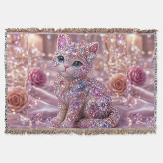 ベルベットナイトキャット美術プリント スローブランケット