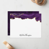 ベルベットパープルアゲートゲードスクリプトタイポグラフィ ノートカード (正面/裏面インサイチュ)