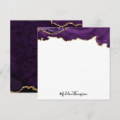 ベルベットパープル金ゴールドゲートGeodeスクリプトスクエア ノートカード (正面/裏面)