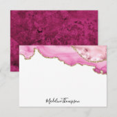 ベルベットピンクのアゲートジオードスクリプトタイポグラフィ ノートカード (正面/裏面)