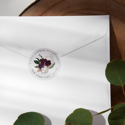 ベルベットマグノリアブーケボタニカル差出人住所 ラウンドシール