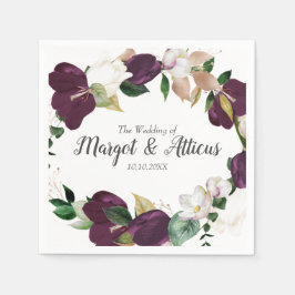 ベルベットマグノリアリース結婚プラム スタンダードカクテルナプキン