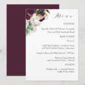 ベルベットマグノリア結婚タイポグラフィまたはディナー メニュー (正面/裏面)