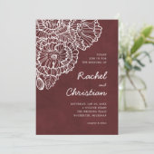 ベルベットレッドと白いラインアートのケシの花 招待状 (スタンド正面)