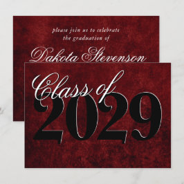 ベルベット卒業 | ルビーレッドクリムゾンジュエルトーン グランジ 招待状