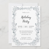 ベルベット赤いホリデーパーティーのホワイトベリーのフレーム 招待状 (正面)