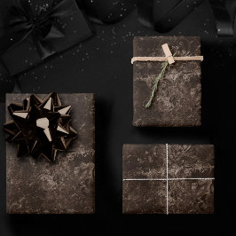 ベルベット青銅ダマスク |ブラウンバロックグランジ ラッピングペーパーシート