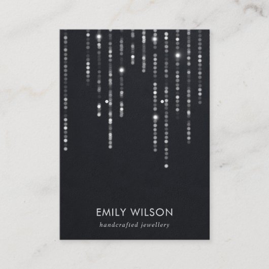 ベルベット黒紐灯スタッドイヤリングディスプレイ 名刺 (正面)