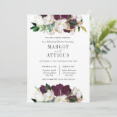 ベルベットMagnoliaフラワー結婚ズ・リハーサル・ディナー 招待状 (スタンド正面)