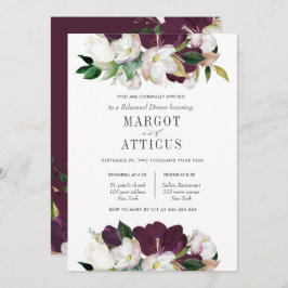 ベルベットMagnoliaフラワー結婚ズ・リハーサル・ディナー 招待状