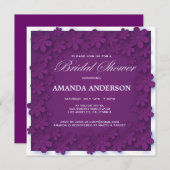 ベルベッユニークトパープルフローラブライダルシャワー 招待状 (正面/裏面)