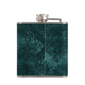 ベルベティティール(緑がかった色)ダマスク |ダークグリーングランジバロック フラスク (裏面)