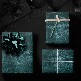ベルベティティール（緑がかった色）ダマスク |ダークグリーングランジバロック ラッピングペーパーシート