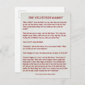 ベルベティーンのウサギ-何が実質ですか。  郵便はがき 案内ポストカード (正面/裏面)