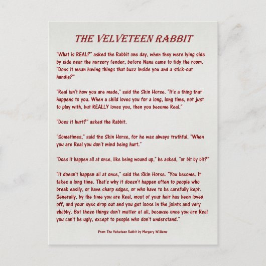 ベルベティーンのウサギ-何が実質ですか。  郵便はがき 案内ポストカード (正面)