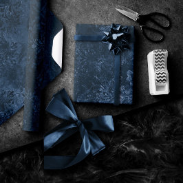 ベルベティ海軍ダマスク |ダークブルーグランジバロック ラッピングペーパー