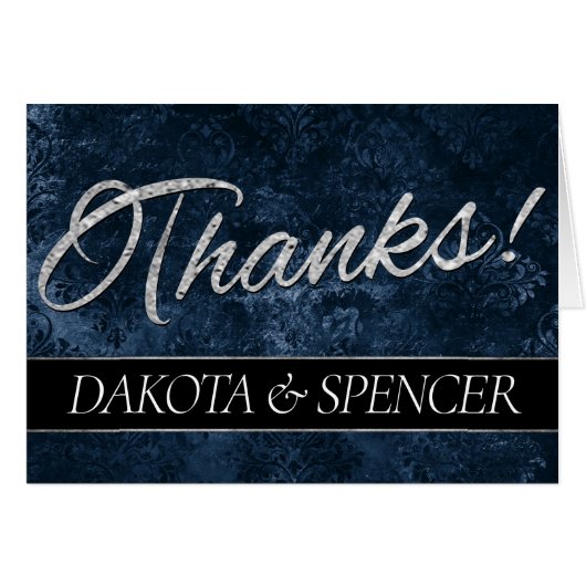ベルベティ海軍ダマスク | 濃い青のサンキューカード (正面横)