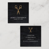 ベルベフェイクットブラックプリントファンシーサロンハサミ スクエア名刺 (正面/裏面)