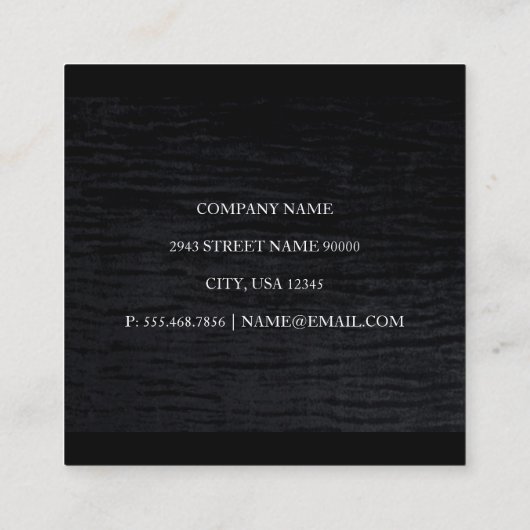 ベルベフェイクットブラックプリント スクエア名刺 (裏面)