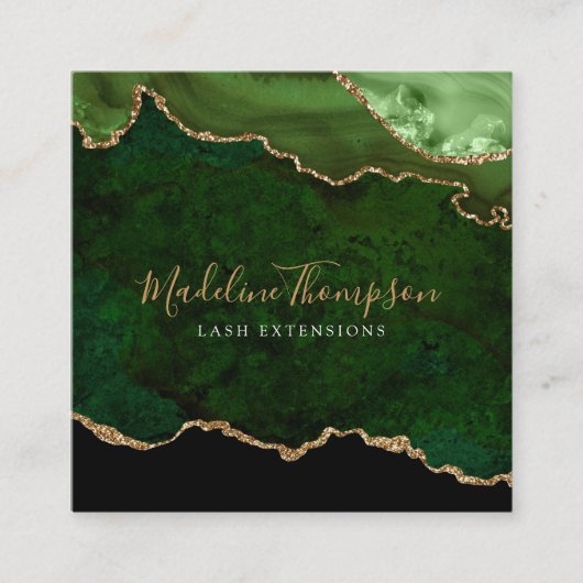 ベルベモダンットグリーンマーブルアゲートゲードスクエア スクエア名刺 (正面)