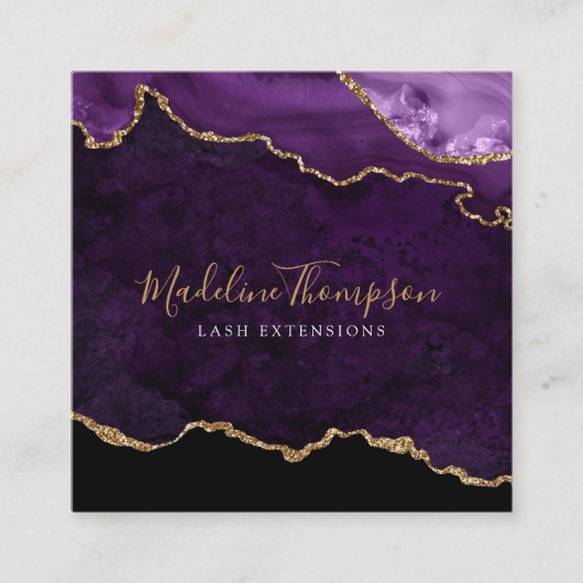 ベルベモダンットパープルマーブルアゲテゲード スクエア名刺 (正面)
