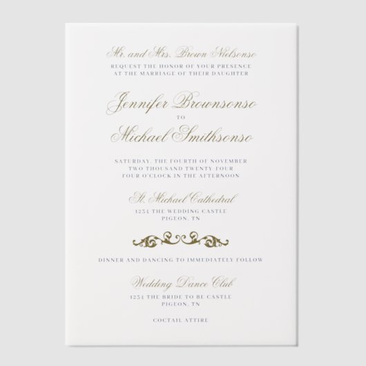 ベルムオリエンタルエレガンス結婚ズ金ゴールドネイビー ベラム紙招待状 (正面)