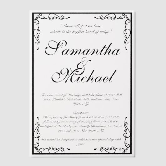 ベルムクラシック教会結婚教会 ベラム紙招待状 (正面)