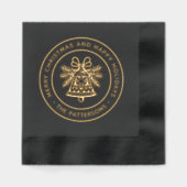 ベルメリークリスマスハッピーホリデーパーソナライズされた 箔ナプキン (正面)