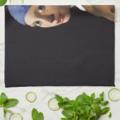 ベルメーレガールパールイヤリング最高傑作絵画ズ キッチンタオル (折り畳み)