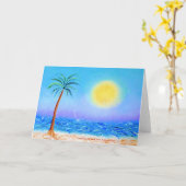 「ベルモントのビーチ4号」オリジナル油絵画 カード (黄色い花)