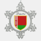 ベルラーシの旗 スノーフレークピューターオーナメント (正面)