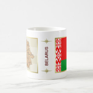 ベルラーシの旗 + 地図のマグ コーヒーマグカップ