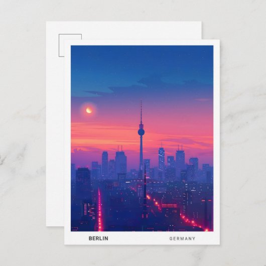 ベルリンでの夜ドイツ旅行 ポストカード (正面/裏面)