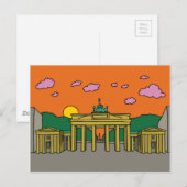 ベルリンのブランデンブルク門での夕日 ポストカード (正面/裏面)