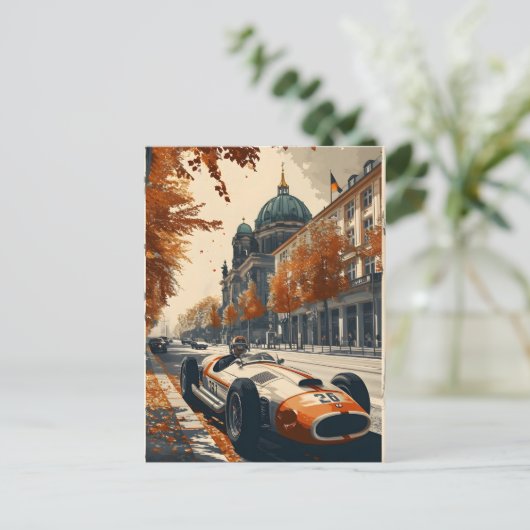 ベルリンのヴィンテージレーシングカー ポストカード (スタンド正面)