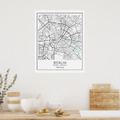 ベルリンの地図 – ベルリンブラック&ホワイト地図ポスター ポスター (キッチン)