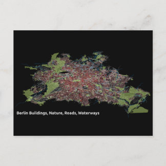 ベルリンの建物、自然、道路、水路 – プリント ポストカード