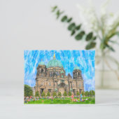 ベルリンの水彩画イラスト。教会 ポストカード (スタンド正面)